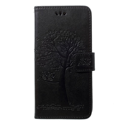 Imprint Tree Owl Wallet Stand Leather Phone Casing for Samsung Galaxy A50 / A50s / A30s