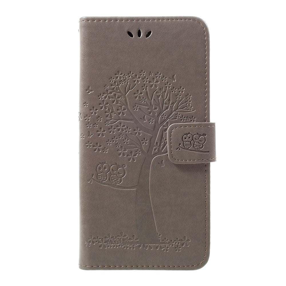 Imprint Tree Owl Wallet Stand Leather Phone Casing for Samsung Galaxy A50 / A50s / A30s