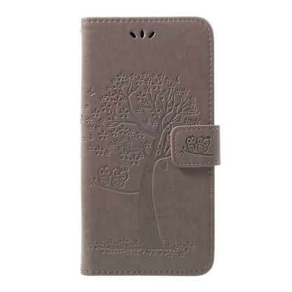 Imprint Tree Owl Wallet Stand Leather Phone Casing for Samsung Galaxy A50 / A50s / A30s