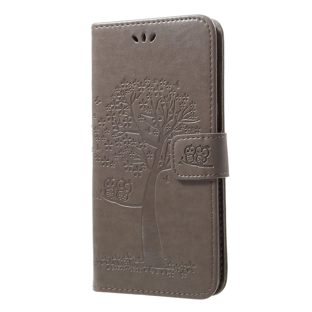 Imprint Tree Owl Wallet Stand Leather Phone Casing for Samsung Galaxy A50 / A50s / A30s