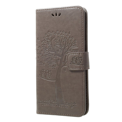 Imprint Tree Owl Wallet Stand Leather Phone Casing for Samsung Galaxy A50 / A50s / A30s