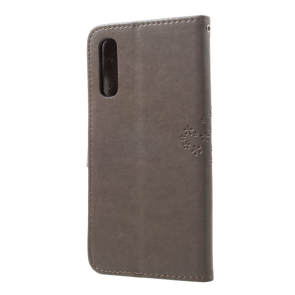 Imprint Tree Owl Wallet Stand Leather Phone Casing for Samsung Galaxy A50 / A50s / A30s