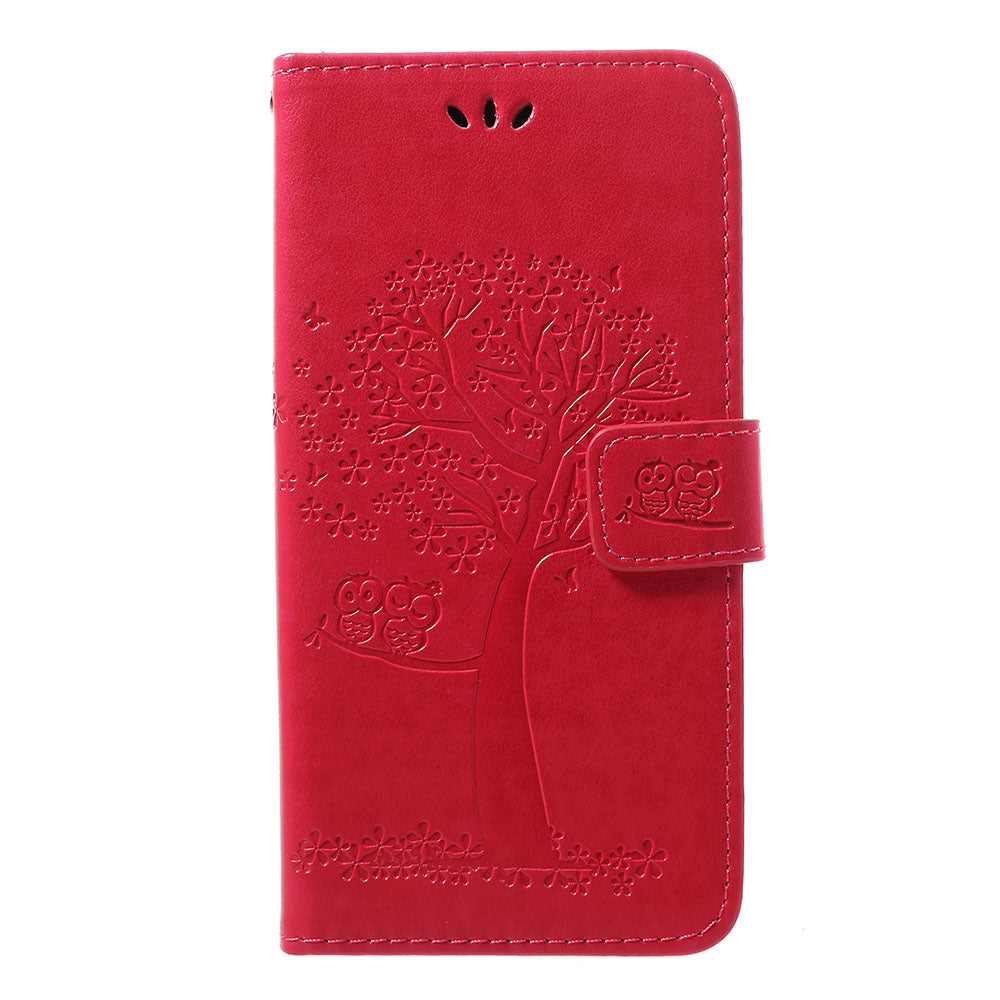 Imprint Tree Owl Wallet Stand Leather Phone Casing for Samsung Galaxy A50 / A50s / A30s