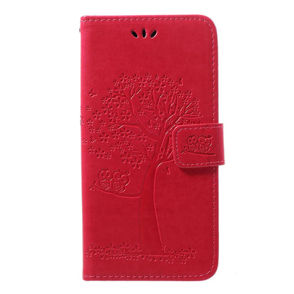 Imprint Tree Owl Wallet Stand Leather Phone Casing for Samsung Galaxy A50 / A50s / A30s