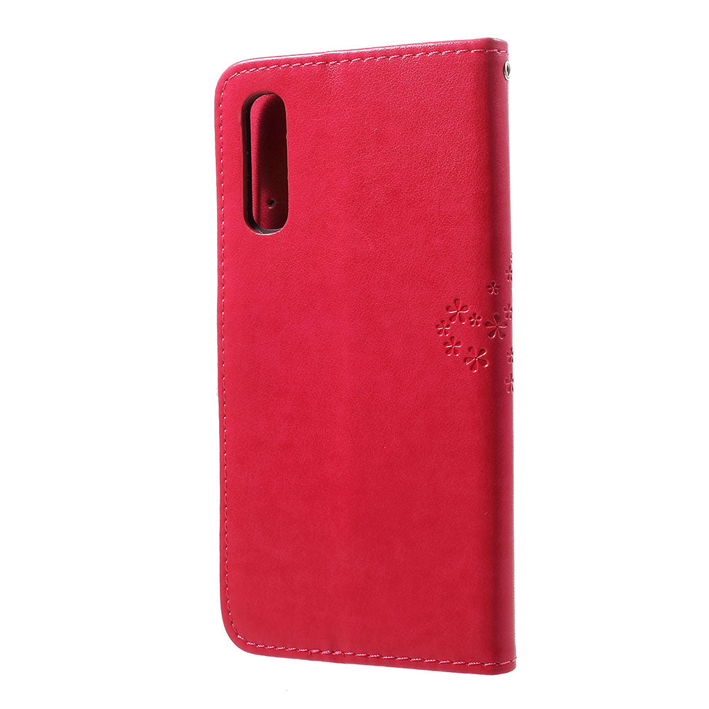 Imprint Tree Owl Wallet Stand Leather Phone Casing for Samsung Galaxy A50 / A50s / A30s