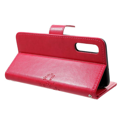 Imprint Tree Owl Wallet Stand Leather Phone Casing for Samsung Galaxy A50 / A50s / A30s