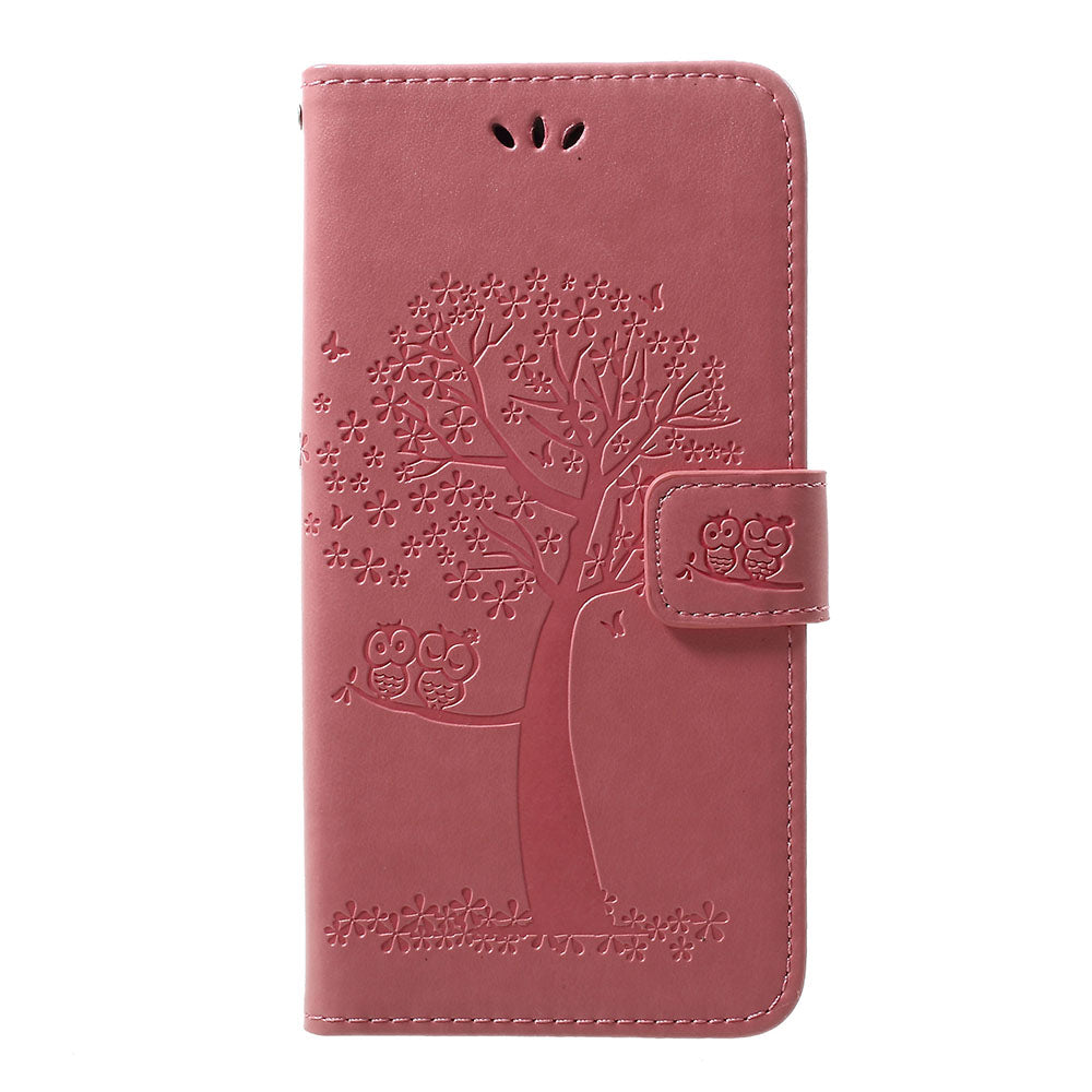 Imprint Tree Owl Wallet Stand Leather Phone Casing for Samsung Galaxy A50 / A50s / A30s