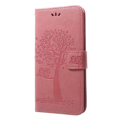 Imprint Tree Owl Wallet Stand Leather Phone Casing for Samsung Galaxy A50 / A50s / A30s