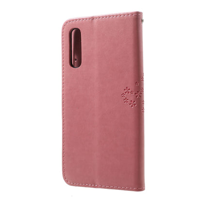 Imprint Tree Owl Wallet Stand Leather Phone Casing for Samsung Galaxy A50 / A50s / A30s