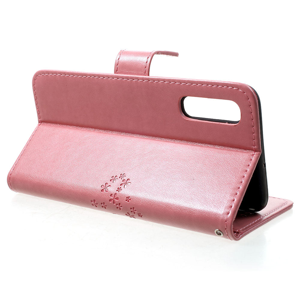 Imprint Tree Owl Wallet Stand Leather Phone Casing for Samsung Galaxy A50 / A50s / A30s
