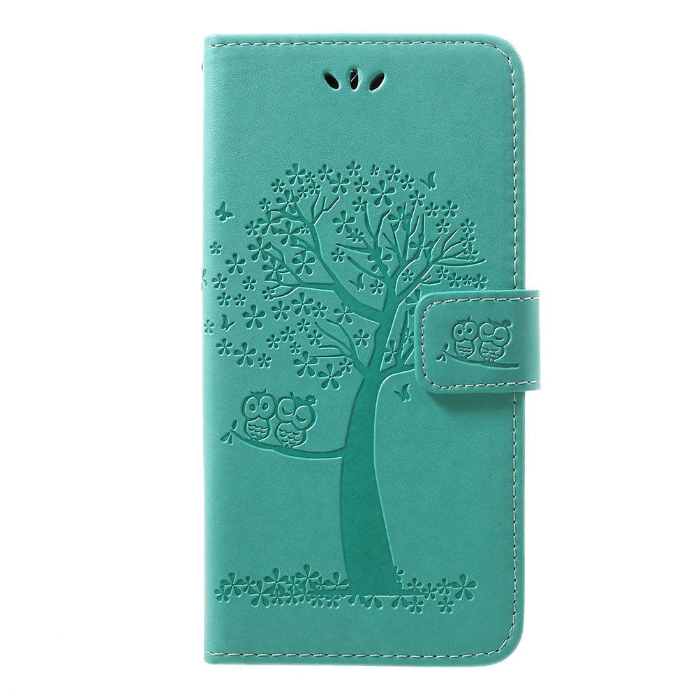 Imprint Tree Owl Wallet Stand Leather Phone Casing for Samsung Galaxy A50 / A50s / A30s