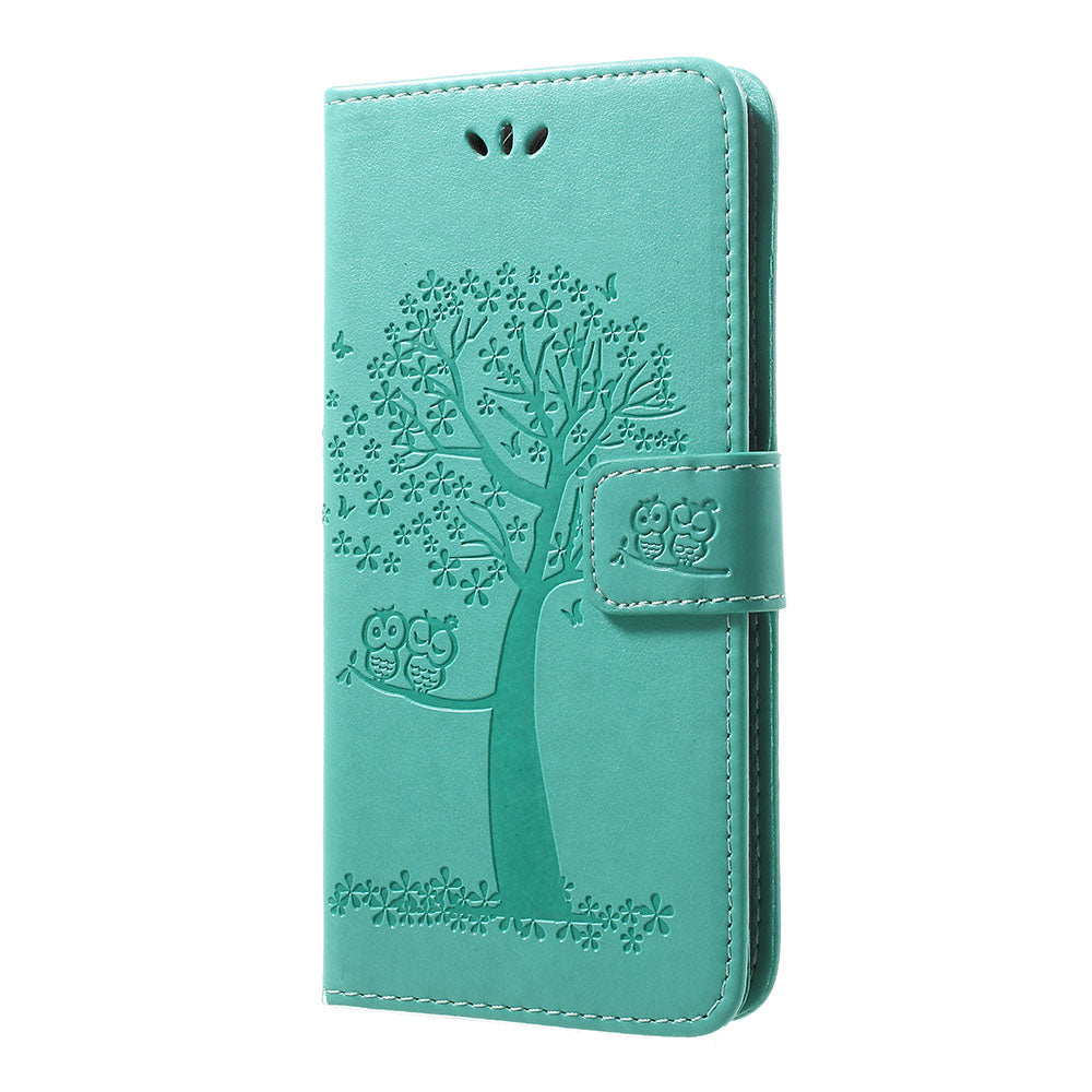 Imprint Tree Owl Wallet Stand Leather Phone Casing for Samsung Galaxy A50 / A50s / A30s