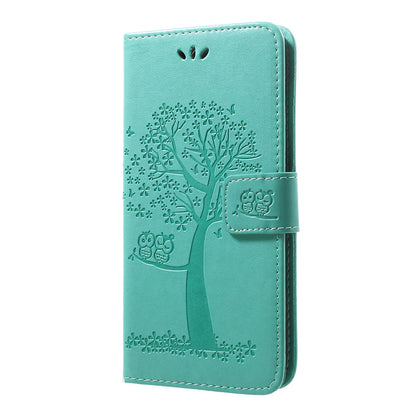 Imprint Tree Owl Wallet Stand Leather Phone Casing for Samsung Galaxy A50 / A50s / A30s
