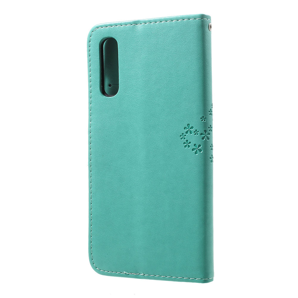Imprint Tree Owl Wallet Stand Leather Phone Casing for Samsung Galaxy A50 / A50s / A30s