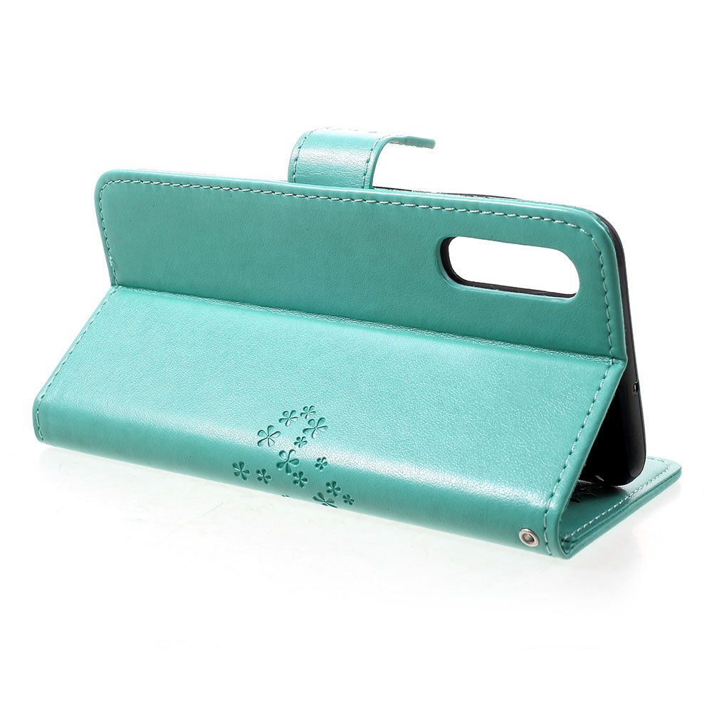 Imprint Tree Owl Wallet Stand Leather Phone Casing for Samsung Galaxy A50 / A50s / A30s
