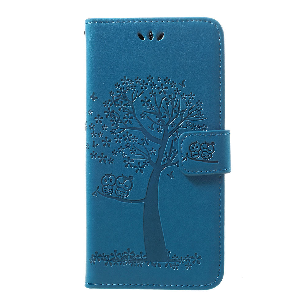Imprint Tree Owl Wallet Stand Leather Phone Casing for Samsung Galaxy A50 / A50s / A30s