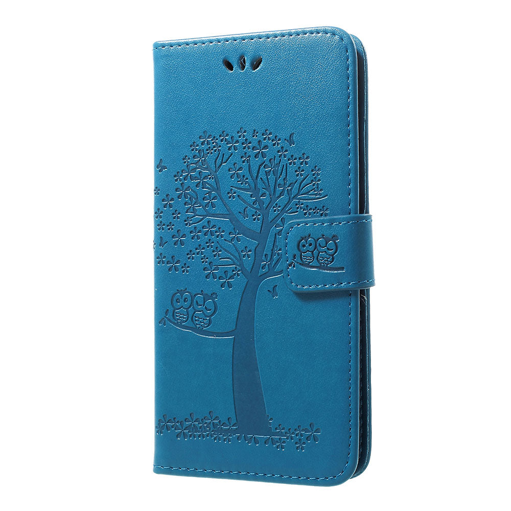 Imprint Tree Owl Wallet Stand Leather Phone Casing for Samsung Galaxy A50 / A50s / A30s