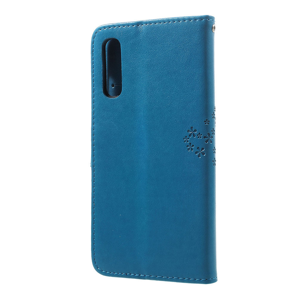 Imprint Tree Owl Wallet Stand Leather Phone Casing for Samsung Galaxy A50 / A50s / A30s