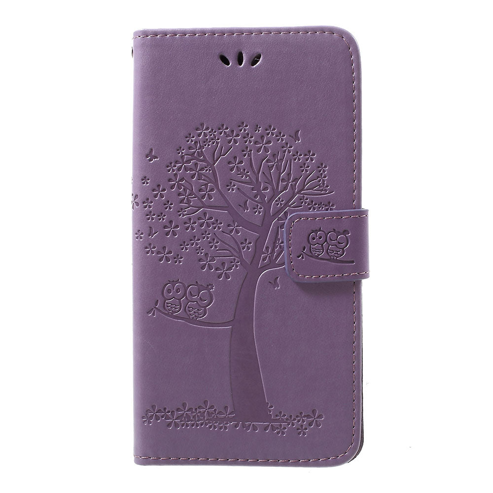 Imprint Tree Owl Wallet Stand Leather Phone Casing for Samsung Galaxy A50 / A50s / A30s