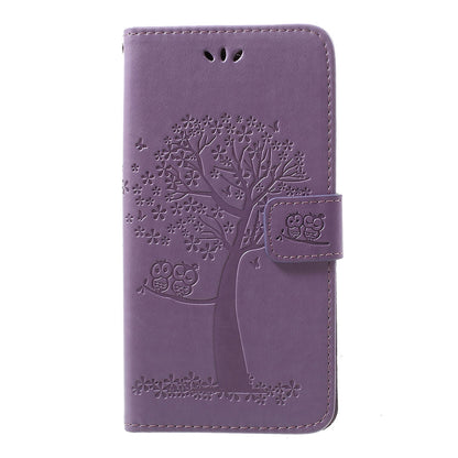 Imprint Tree Owl Wallet Stand Leather Phone Casing for Samsung Galaxy A50 / A50s / A30s