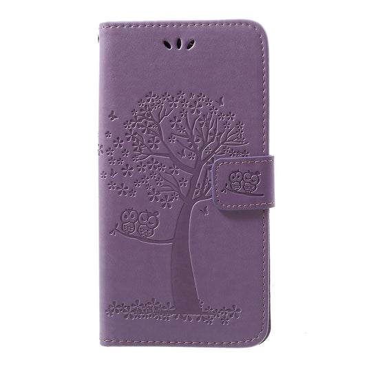Imprint Tree Owl Wallet Stand Leather Phone Casing for Samsung Galaxy A50 / A50s / A30s