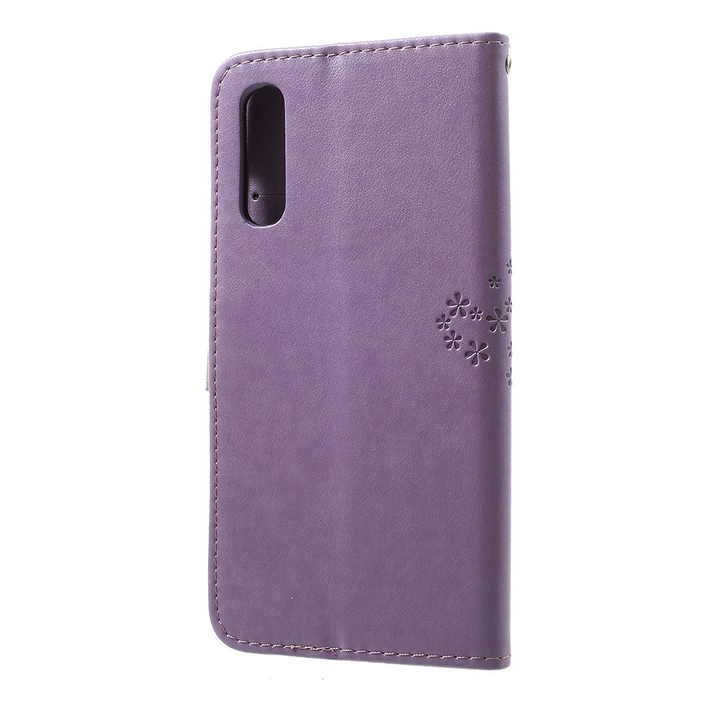 Imprint Tree Owl Wallet Stand Leather Phone Casing for Samsung Galaxy A50 / A50s / A30s