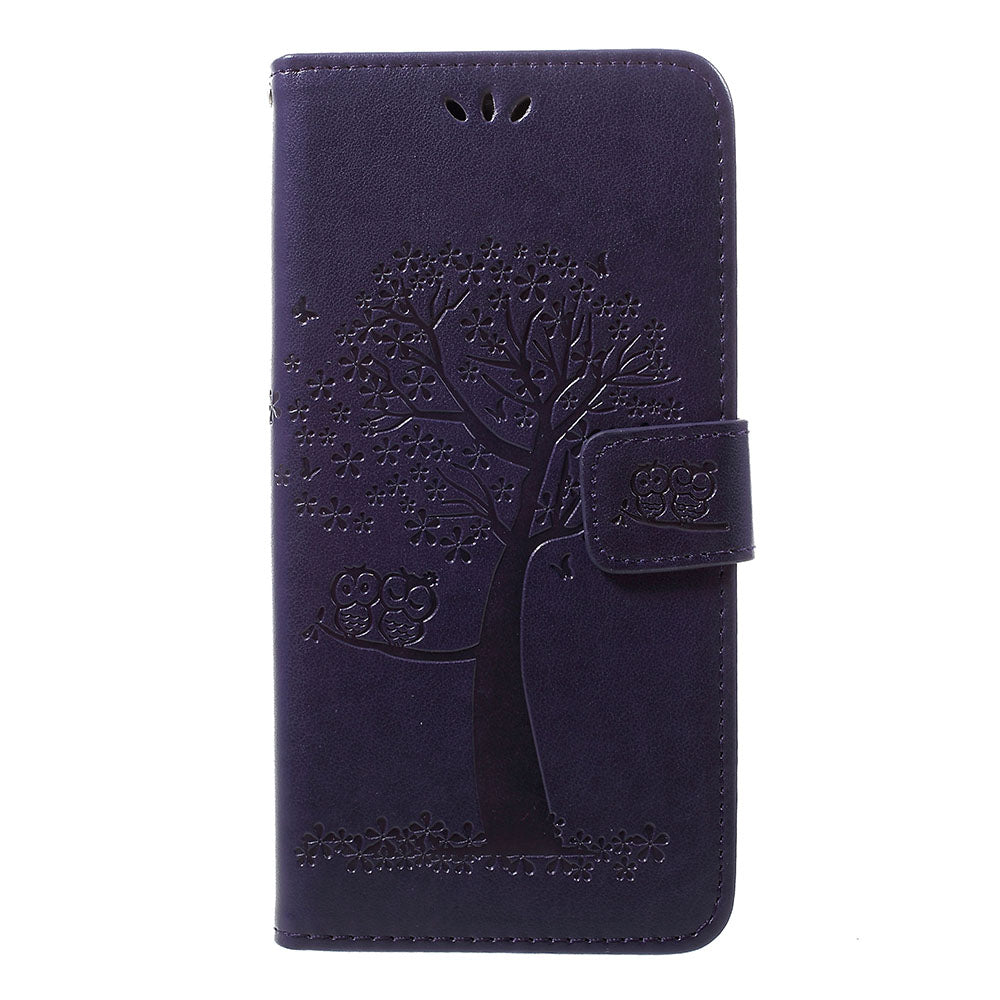 Imprint Tree Owl Wallet Stand Leather Phone Casing for Samsung Galaxy A50 / A50s / A30s