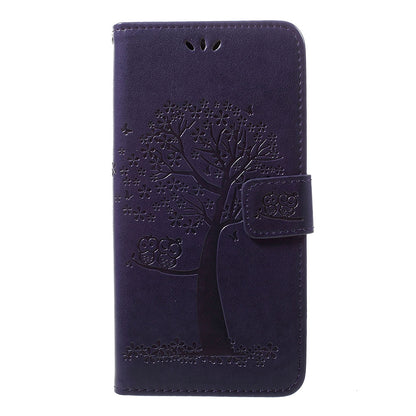 Imprint Tree Owl Wallet Stand Leather Phone Casing for Samsung Galaxy A50 / A50s / A30s