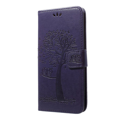 Imprint Tree Owl Wallet Stand Leather Phone Casing for Samsung Galaxy A50 / A50s / A30s