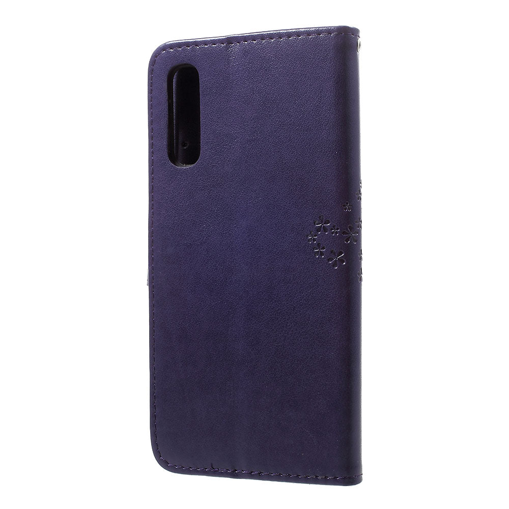 Imprint Tree Owl Wallet Stand Leather Phone Casing for Samsung Galaxy A50 / A50s / A30s