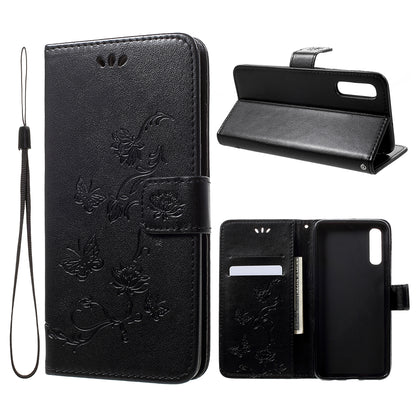 Imprint Butterfly Flowers Leather Wallet Stand Case for Samsung Galaxy A50 / A50s / A30s