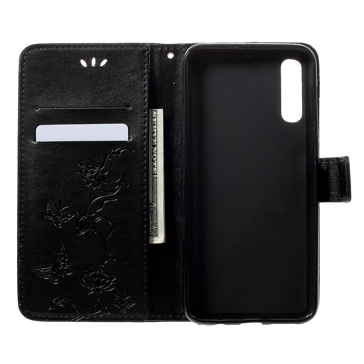 Imprint Butterfly Flowers Leather Wallet Stand Case for Samsung Galaxy A50 / A50s / A30s