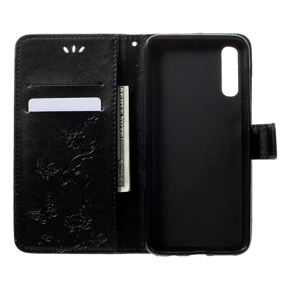 Imprint Butterfly Flowers Leather Wallet Stand Case for Samsung Galaxy A50 / A50s / A30s