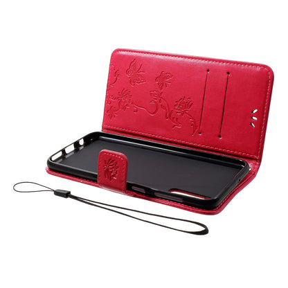 Imprint Butterfly Flowers Leather Wallet Stand Case for Samsung Galaxy A50 / A50s / A30s
