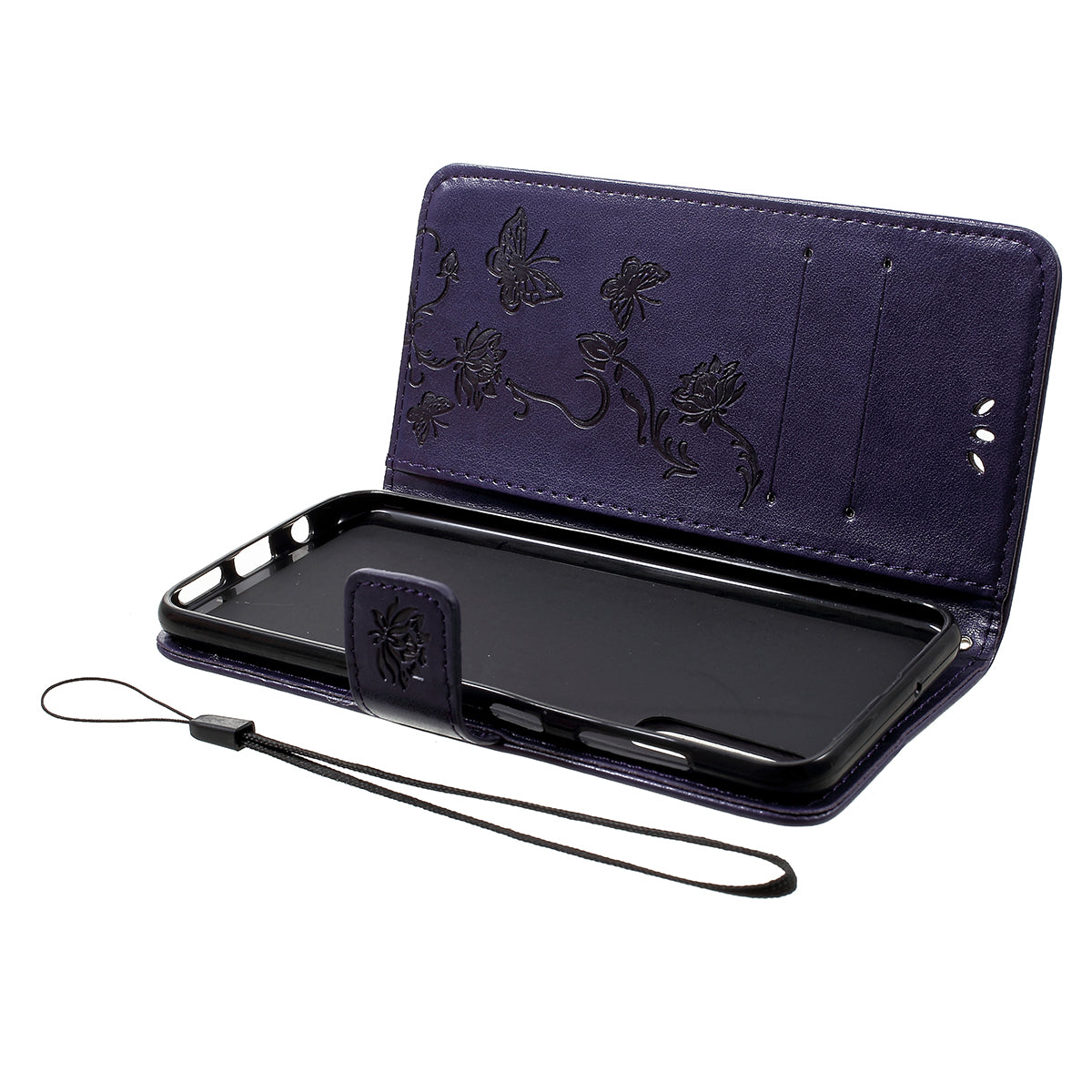 Imprint Butterfly Flowers Leather Wallet Stand Case for Samsung Galaxy A50 / A50s / A30s