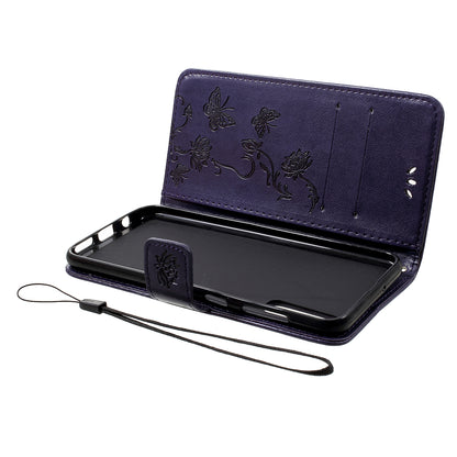 Imprint Butterfly Flowers Leather Wallet Stand Case for Samsung Galaxy A50 / A50s / A30s