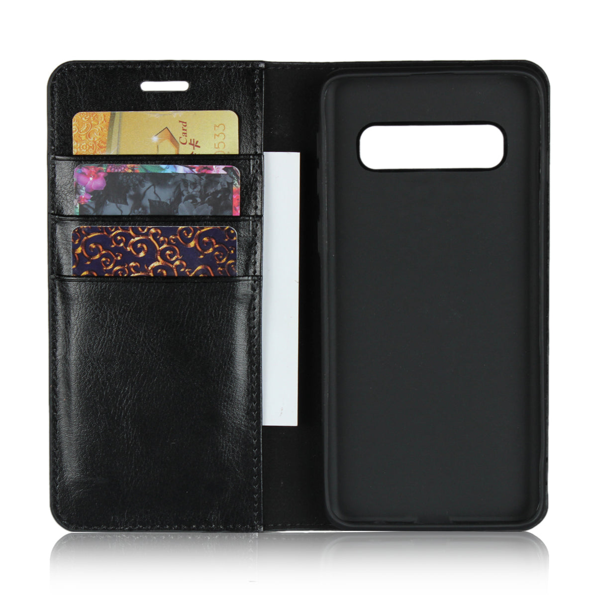 Crazy Horse Genuine Leather Wallet Stand Phone Shell for Samsung Galaxy S10