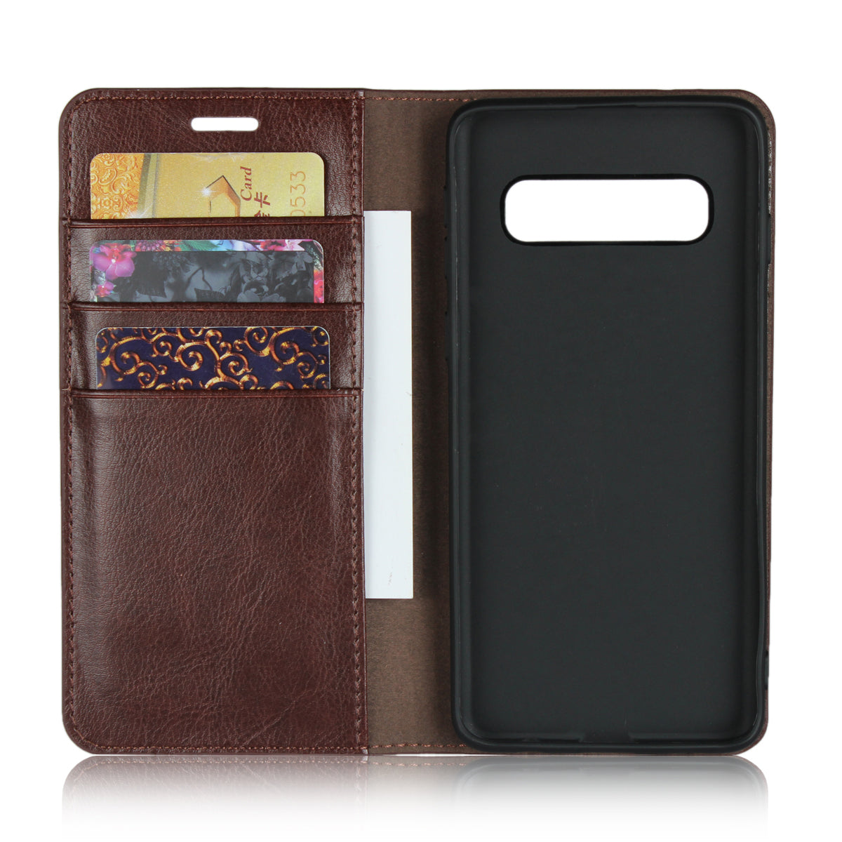 Crazy Horse Genuine Leather Wallet Stand Phone Shell for Samsung Galaxy S10