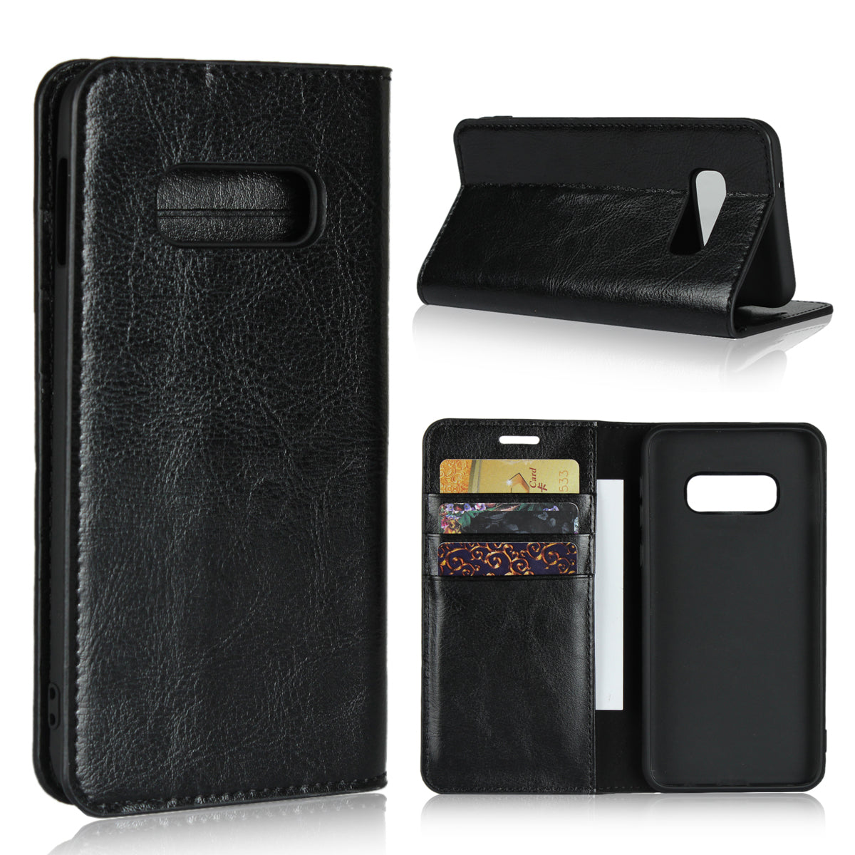 Crazy Horse Genuine Leather Wallet Phone Cover for Samsung Galaxy S10e