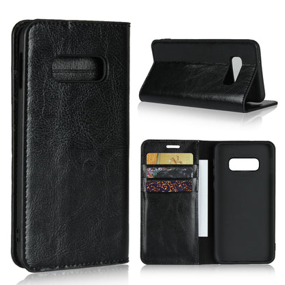 Crazy Horse Genuine Leather Wallet Phone Cover for Samsung Galaxy S10e