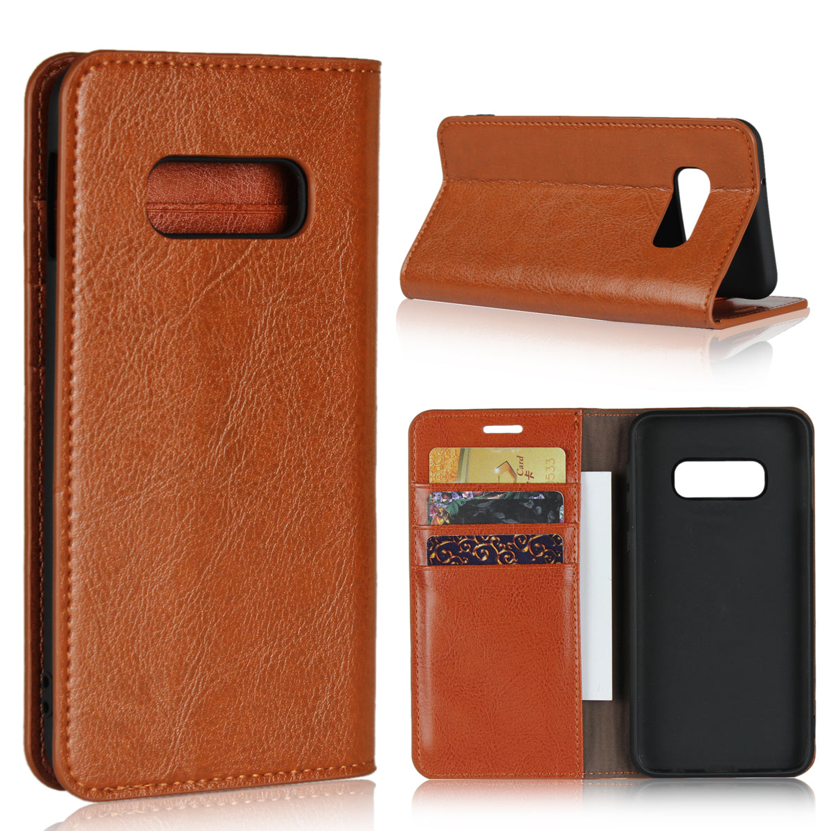 Crazy Horse Genuine Leather Wallet Phone Cover for Samsung Galaxy S10e