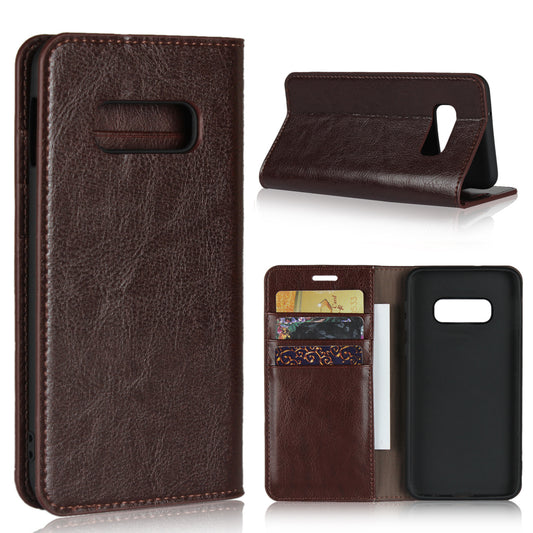 Crazy Horse Genuine Leather Wallet Phone Cover for Samsung Galaxy S10e