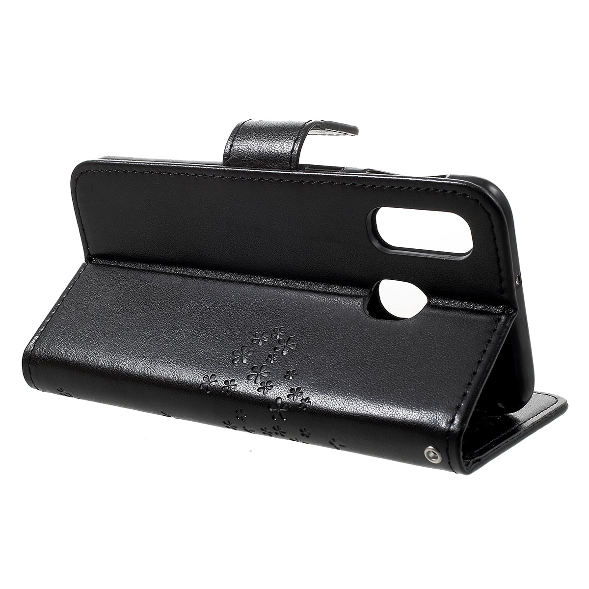 Imprint Tree Owl Leather Wallet Case for Samsung Galaxy A40