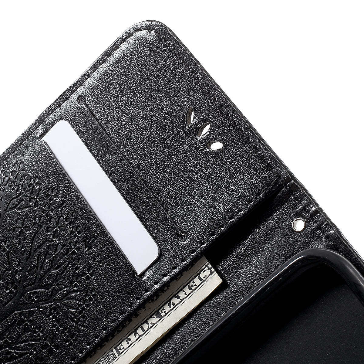 Imprint Tree Owl Leather Wallet Case for Samsung Galaxy A40