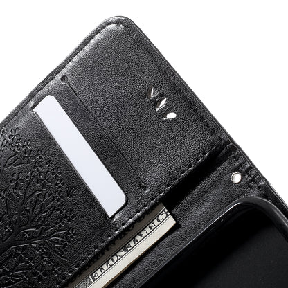 Imprint Tree Owl Leather Wallet Case for Samsung Galaxy A40