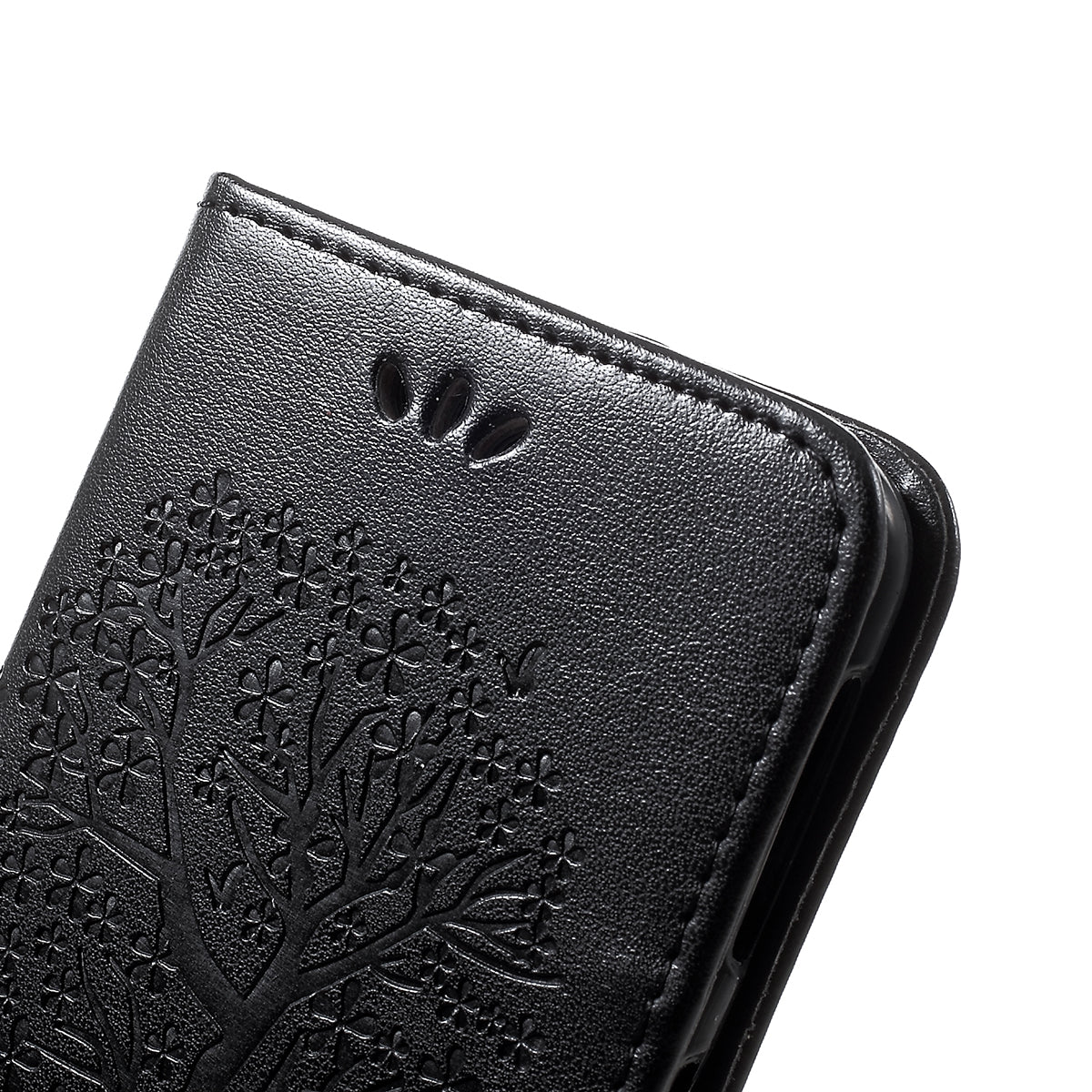 Imprint Tree Owl Leather Wallet Case for Samsung Galaxy A40