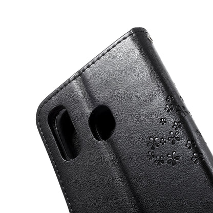 Imprint Tree Owl Leather Wallet Case for Samsung Galaxy A40