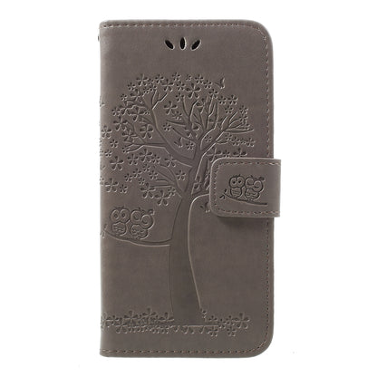 Imprint Tree Owl Leather Wallet Case for Samsung Galaxy A40