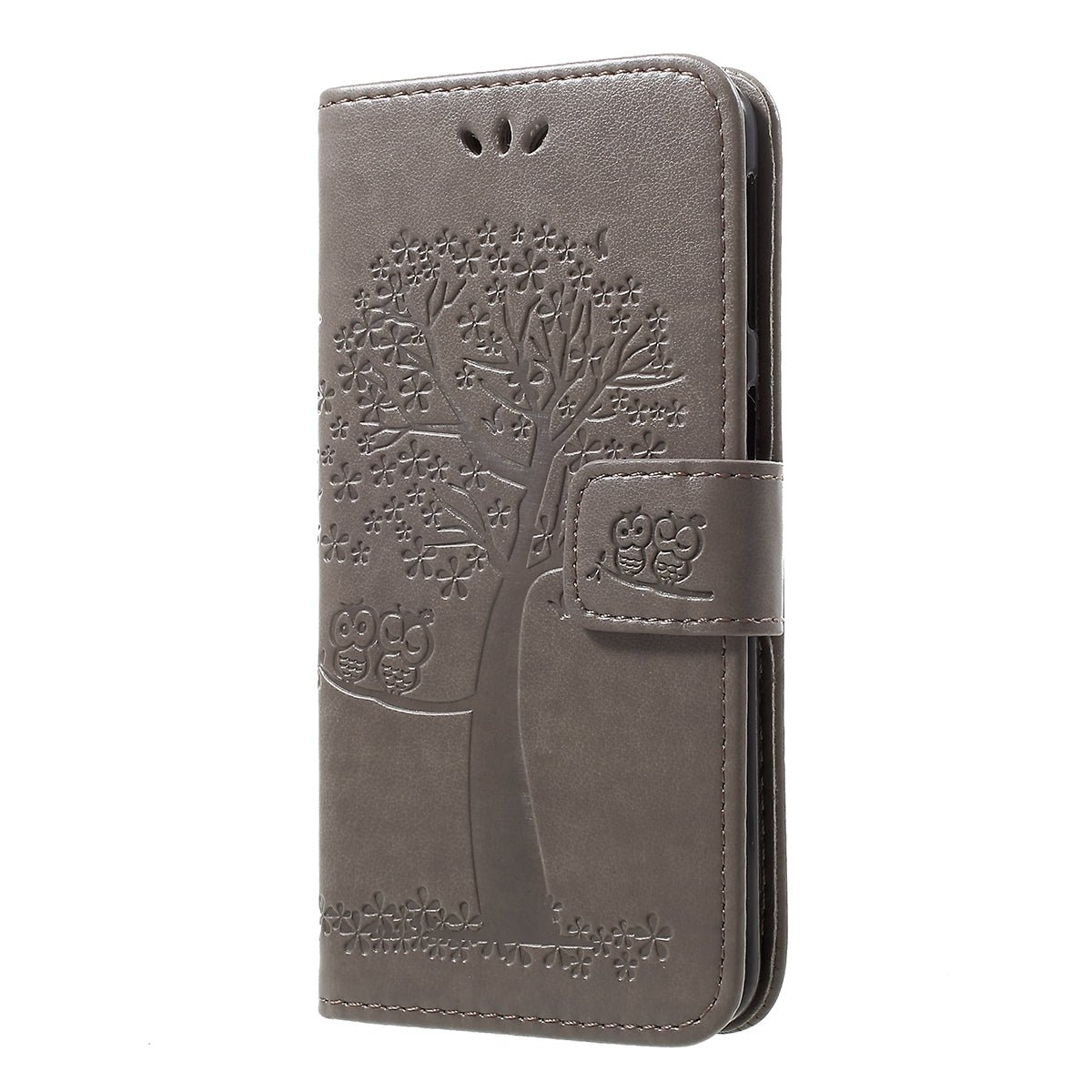 Imprint Tree Owl Leather Wallet Case for Samsung Galaxy A40