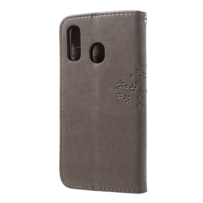 Imprint Tree Owl Leather Wallet Case for Samsung Galaxy A40
